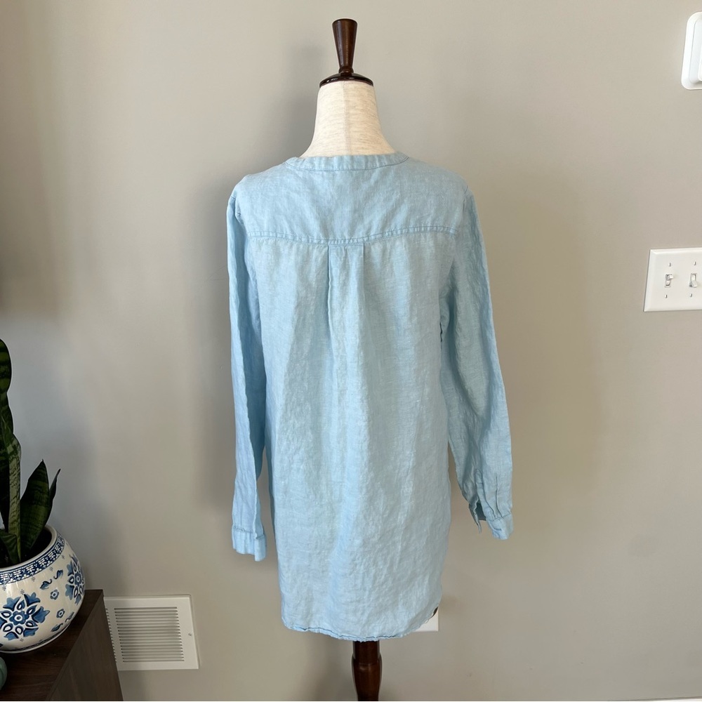 Sundance Linen Tunic Button Down - Light Blue - image 5